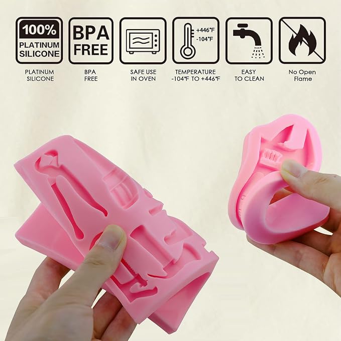 3 Pieces Hand Tools Fondant Molds, Mini Construction Tool Molds for Chocolate Cookie Cupcake Decorating