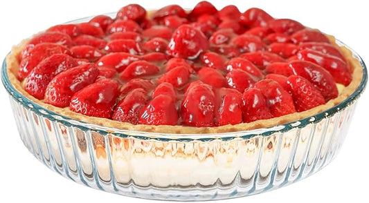 10 Inch Glass Deep Pie Dish for Baking Glass Baking Dish Clear and Durable Oven Baking Pie Pan Quiche Baking Dish Deep