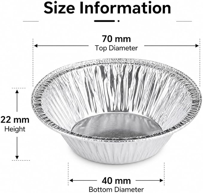 50Pcs Mini Pie Tins, Round Aluminum Foil Pans, Disposable Small Tart Pans for Baking