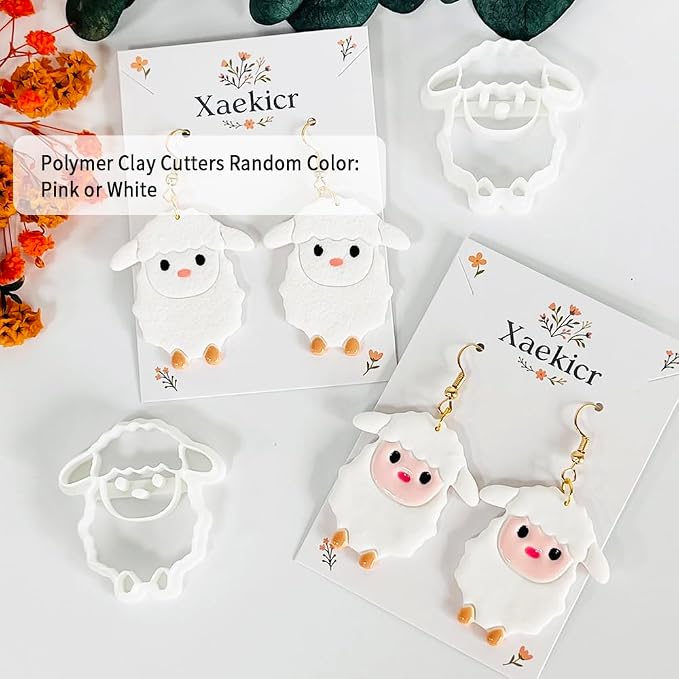Xaekicr Cute Sheep Polymer Clay Cutters Set – Animal Clay Earring Cutters for Polymer Clay Jewelry Making – Clay Tools & Molds for DIY Crafts