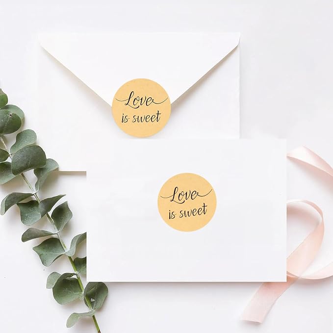 G2PLUS Love is Sweet Stickers Labels, Wedding Favor Label Sticker, 2 in Round Wedding Treat Sticker for Gift Wrapping, Anniversary, Engagement, Birthday, Baby Shower Party Favors