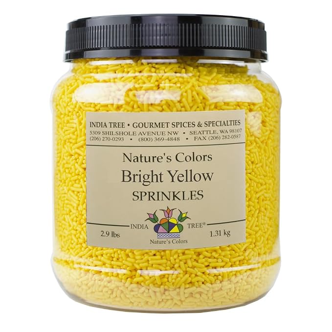 India Tree Nature's Colors Bright Yellow Sprinkles - 2.9 lb Bulk | Natural, Vegan, Non-GMO, Top 9 Allergen-Free