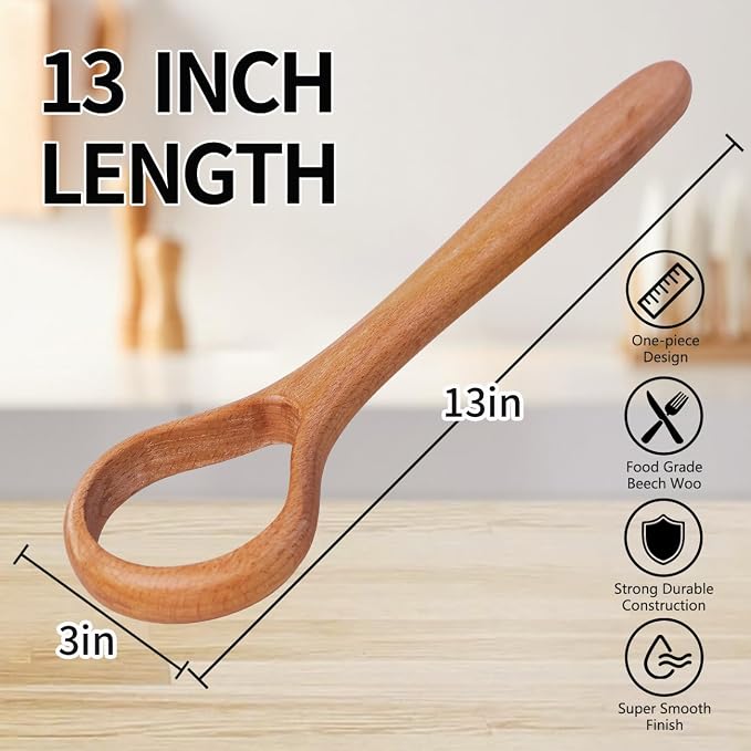 Danish Dough Whisk Set of 2 – 13-Inch Bread Making Tools with Wooden Handle – Baking Whisks for Sourdough, Dough, Pizza and More Cooking Supplies