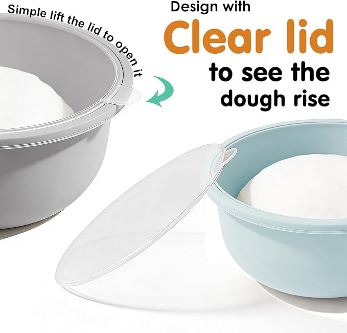 4Pcs Stackable Silicone Pizza Dough Proofing Proving Containers with Lids,Pizza Dough Proofing Box For Home Kitchen | Make 12" Pizzas 700ml(Grey+Blue)