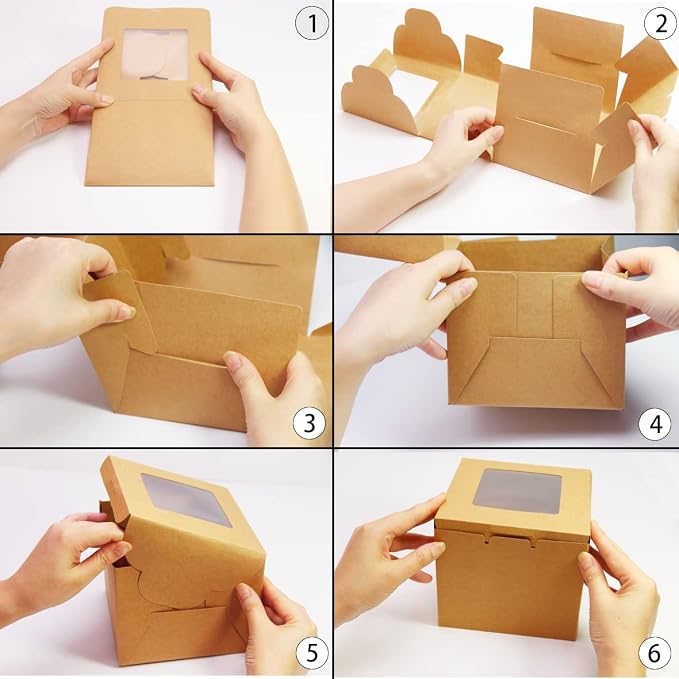 White Bakery Boxes 10x10x5 Inch - 10Pack Window Gift Boxes