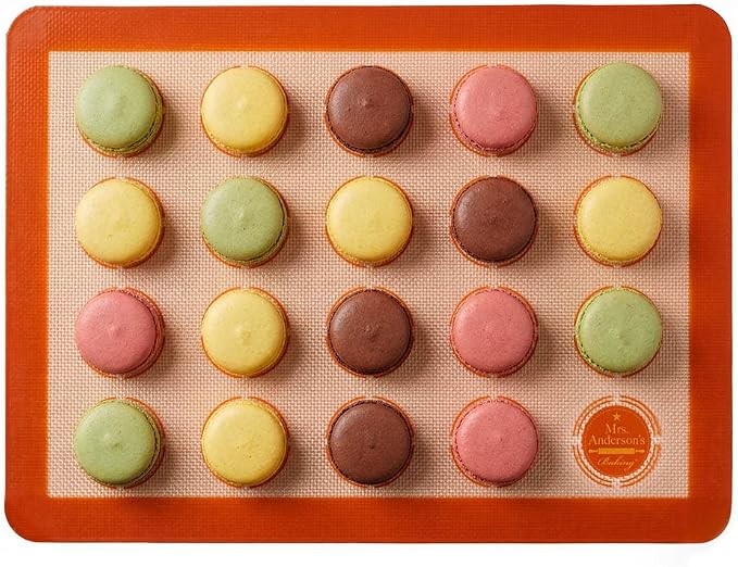 Mrs. Anderson’s Baking Macaron Mat, Oven Safe Silicone Reusable Baking Mat, For Cookies And Pastries, Fits Half-Size Pans