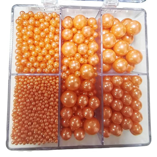 Edible Orange Pearl Sprinkles for Cake Decorating, Mixing 4 Sizes Sugar Cupcake, Ice Cream, Donuts, Macaron Toppings Supplies 90g/ 3.17oz
