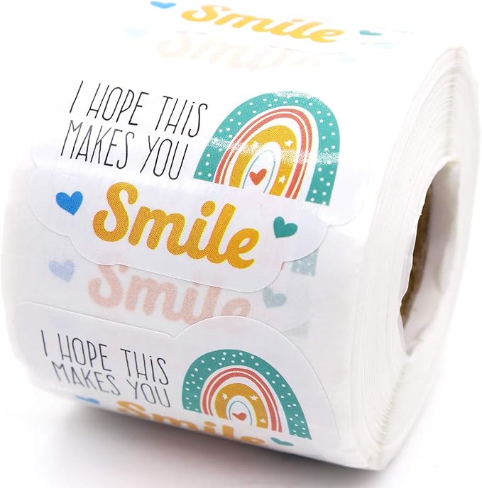 500 PCS 1.5 Inch I Hope This Makes You Smile Stickers,Rainbow Small Shop Sticker, Small Business Packaging Sticker