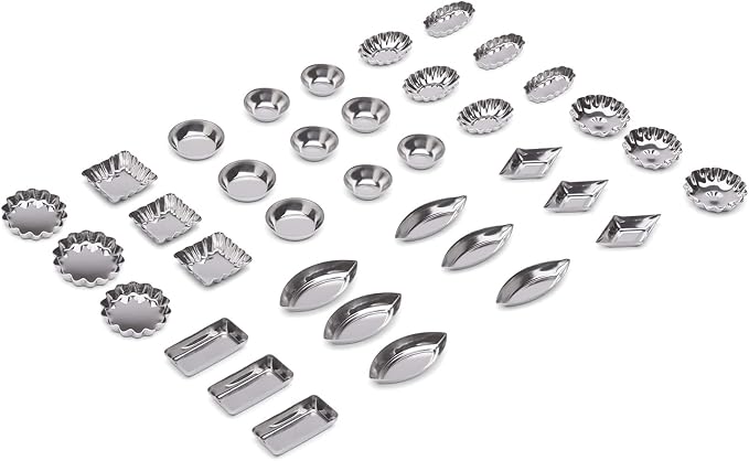 Fox Run 3620 Mini Tartlet Set, Tin Plated Steel, 36-Piece