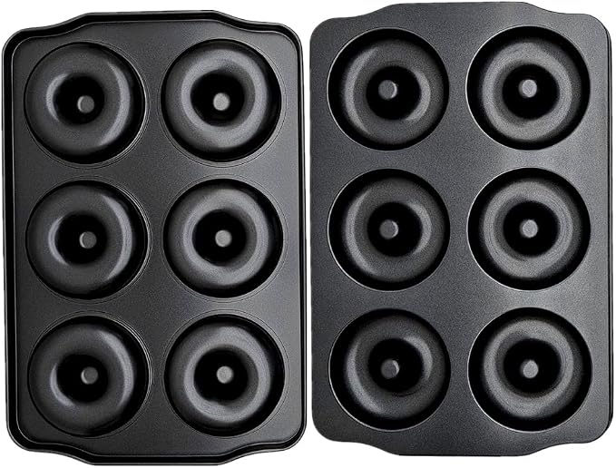 2 Pack 6-Cavity Nonstick Donut Pan Baking Ring Doughnut Pans for Bread Muffin Baking Pastries Cookies Bagel 8.8 x13.8 Inch