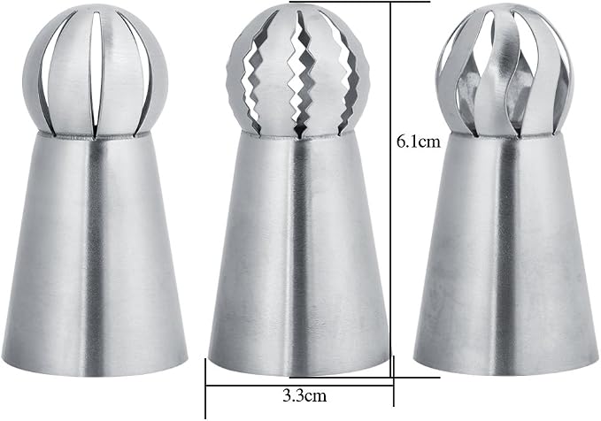 Stainless Steel Extra Large Piping Icing Tips, Russian Frosting Tip Nozzle Set, Cake Decorating Tool for Box Cake, Cupcake, Sugarcraft Decorating, 3 Pcs