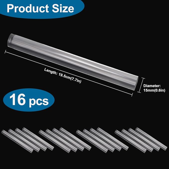 16pcs Acrylic Clay Roller, Plastic Clear Round Tube Roller Pin Polymer Clay Tools for DIY Handmade Crafts Handmade Art Supplies
