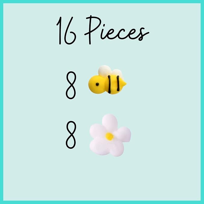 16 Icing Bees & Daisies | Edible Royal Icing Decorations | Bee Sprinkles | Simply Sucré