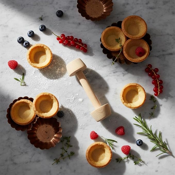 Wooden Tart Tamper Pastry Tamper Double Side Egg Tart Tamper Mold DIY Cake Pastry Pusher for Kitchen Party Baking, Pie, Tart and Quiche Pans Tools