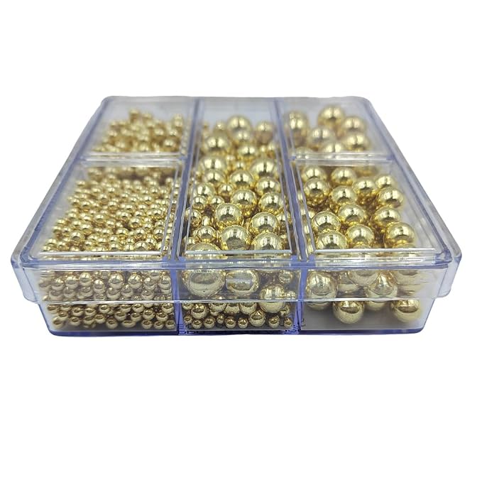 Gold Pearl Sprinkles for Cake Decorating, 4 Sizes Mix Size Sugar Pearls for Cupcake Topper, Ice Cream, Donuts, Baking Decoratings (2mm, 4mm, 7mm, 10mm)