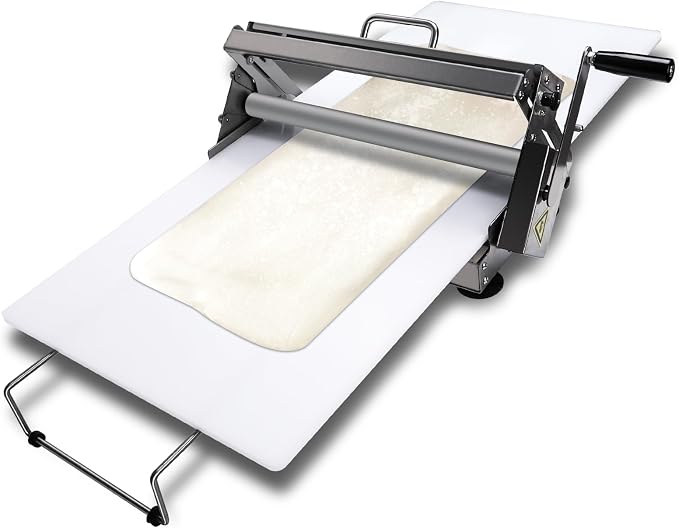New Upgraded 15.5" Folding Dough Sheeter, Thickness Adjustable Manual Dough Roller, Machine Stainless Steel Sheeter, Baking Pastries and Bread, for Home and Commercial Bakeries