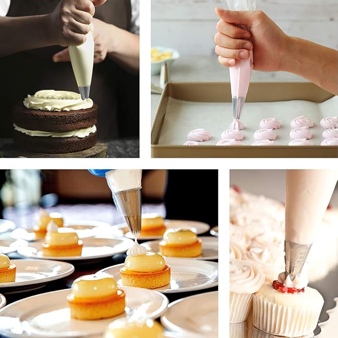 100 pcs, Large anti-burst piping bags, disposal pasty bags for cake and buttercream frosting, cupcake baking decorating icing bags, thick, non-slip for all size tips and couples (16 inch), Gexolenu