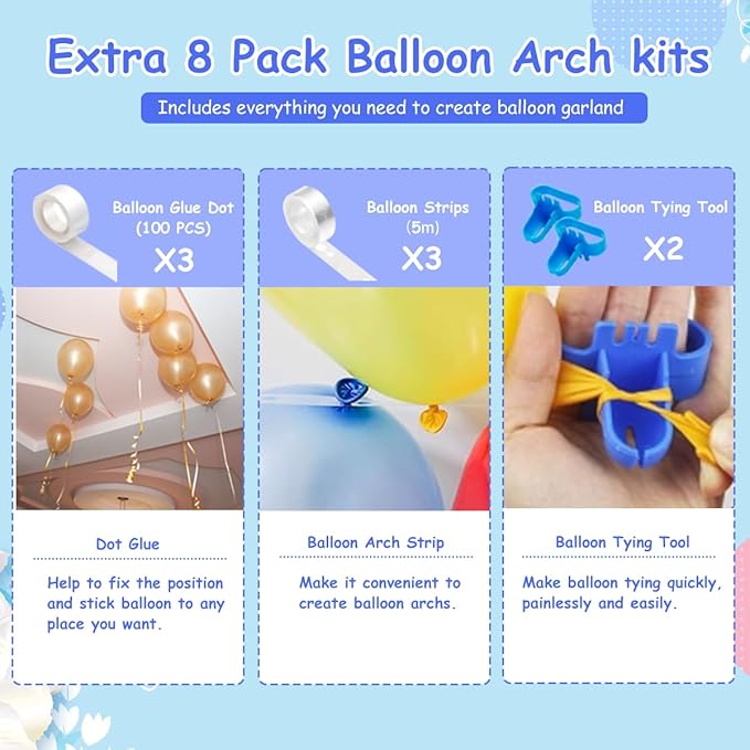 Electric Balloon Pump, Portable 2 Modes Balloon Blower Machine with 14 Balloon Arch Kits, Air Pump for Balloon, Balloon Inflator for Party Decoration