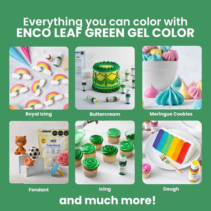 ENCO Food Coloring Gel Leaf Green 8.8 oz (250g) Concentrated, Vegan