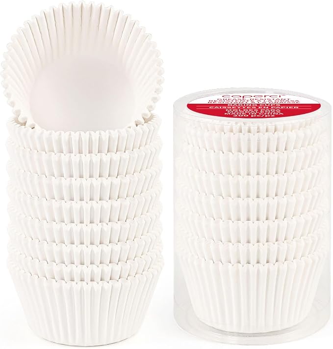 Caperci Standard White Cupcake Liners for Baking 200 Counts - Greaseproof Muffin Baking Cups for Wedding Birthday Party Baby Shower Festivals (White)