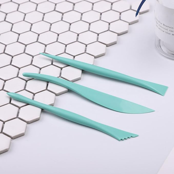 OSALADI Fondant Modeling Set 6pcs Plastic Cake Sculpting and Carving Tools for Baking and Cake Decorating, Green DIY Fondant Curving Tool Kit for Home Bakers