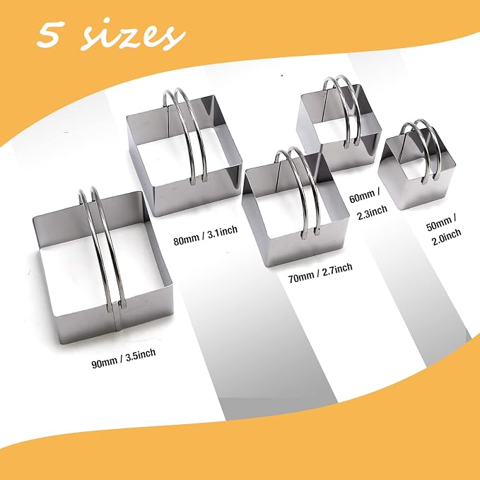 10Pcs Biscuit Cutter, Stainless Steel Cookie Cutter Set with Handles Biscuit Cutters for Baking, Sandwiches, Cakes Round and Square