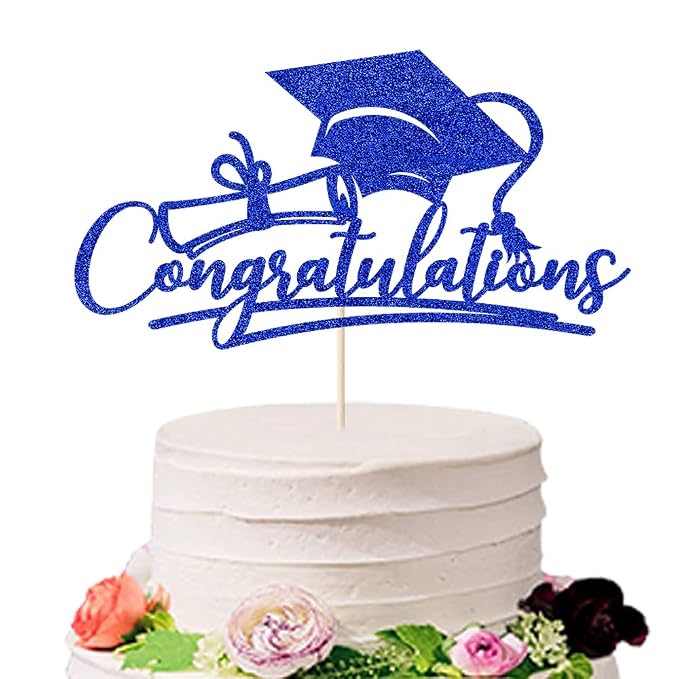 Congratulations 2026 Graduation Cake Topper,Congrats Grad Cake Decor - 2026 High School/College/Senior Graduation Party Decorations Supplies (navy blue)