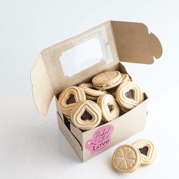easykart labels 300 Baked with Love Stickers in Sheets, Pink Color in Hand Gloves Die Cut Design | 2" x 2" Inch Size Highly Recommended for All Bakeries and Baked Products ..