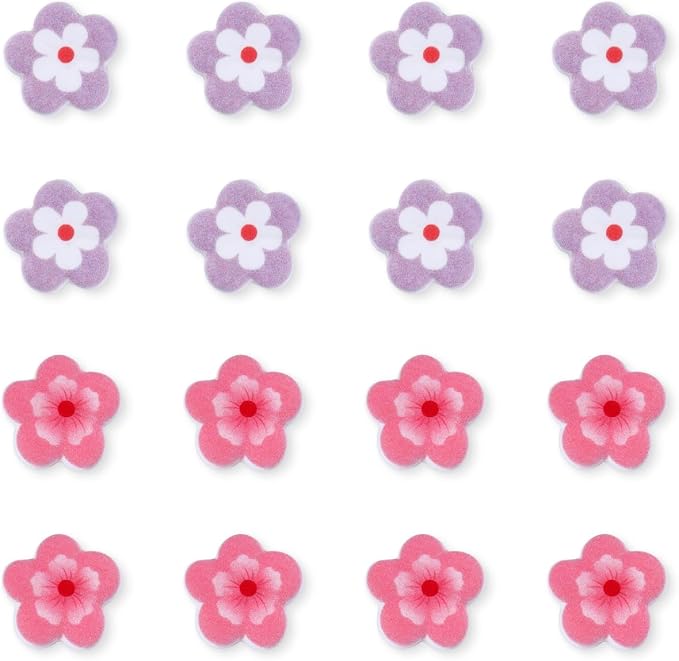 16 pcs Pink Purple Royal Icing Blossoms, Edible Flowers Cake Decorations, Royal Icing Flowers for Cookies, Cupcakes, Ice Cream, Waffles, Cake, Macarons (0.87 Inch)