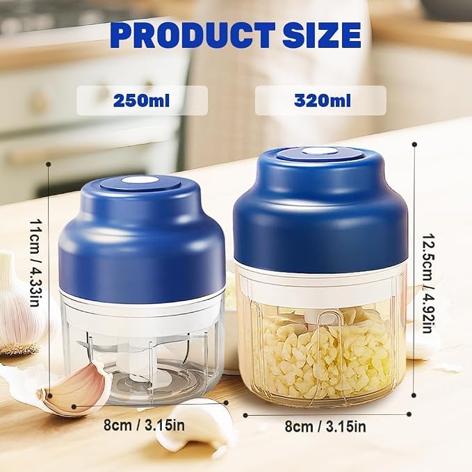 2026 Upgrade Electric Garlic Chopper, Electric Mini Food Processor Portable Veggie Cutter Chopper, USB Rechargeable Wireless Food Chopper for Mashing Garlic, Chili, Onion, Fruit, Ginger (Purple 320ml)