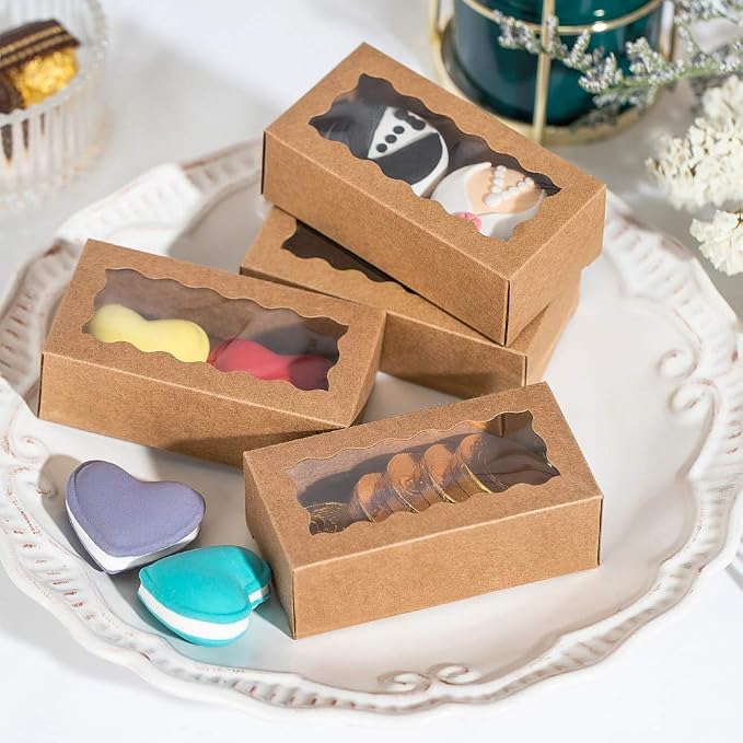 12PCS 4.17 x 2.16 x 1.37 Inches Premium Macaron Boxes for 2, Macaron Containers, Macaron Packaging for Wedding, Party, Thank You Favors and Baby Shower, Small Bakery Boxes for Mini Pastry