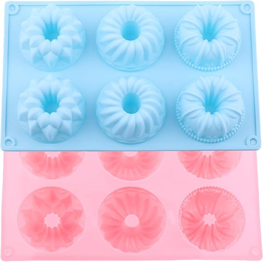 Bundt Silicone Chocolate Molds 6-Cavity Fluted Tube Cake Pan Mold For Heritage Bundtlette Chocolate Set Of 2