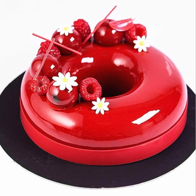 Hewnda 2-Pack 7 Inch X 1-1/2 Inch Round Silicone Donut Mould - Chocolate Mousse Mould - DIY Decorative Baking Tray - Baking Tools Cake Decorating Plate (white)
