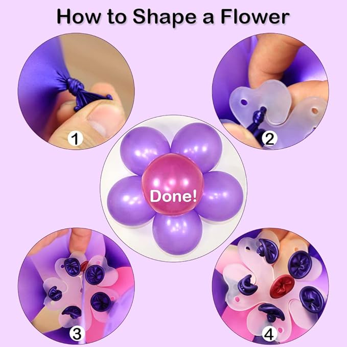 Balloon Arch Kit - 20pcs Balloon Flower Clips & Tying Tool & 32.8ft Tape Strip & 200 Glue Points for Parties