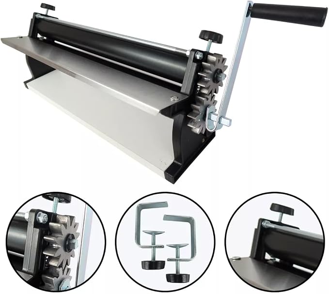 18-Inch Pizza Dough Roller Machine with Hand Crank - Pasta Maker, Dough Sheeter Features Non-Stick Rollers with Thickness Control - Solid Steel and Aluminum Construction