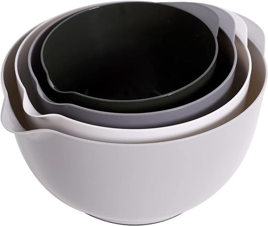 BoxedHome Classic Mixing Bowl Set, BPA Free Plastic, Microwave and Dishwasher Safe (Set of 4, Grey),3.5 quarts