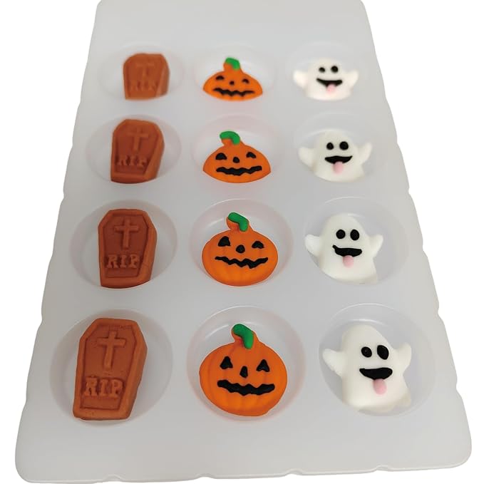 Halloween Sprinkles Icing Decoration for Cupcake Decorating, Halloween Pumpkin, Edible Ghost Tombstones Cake Cupcake Topper for Baking Cookie Ice Cream Candy Decoration