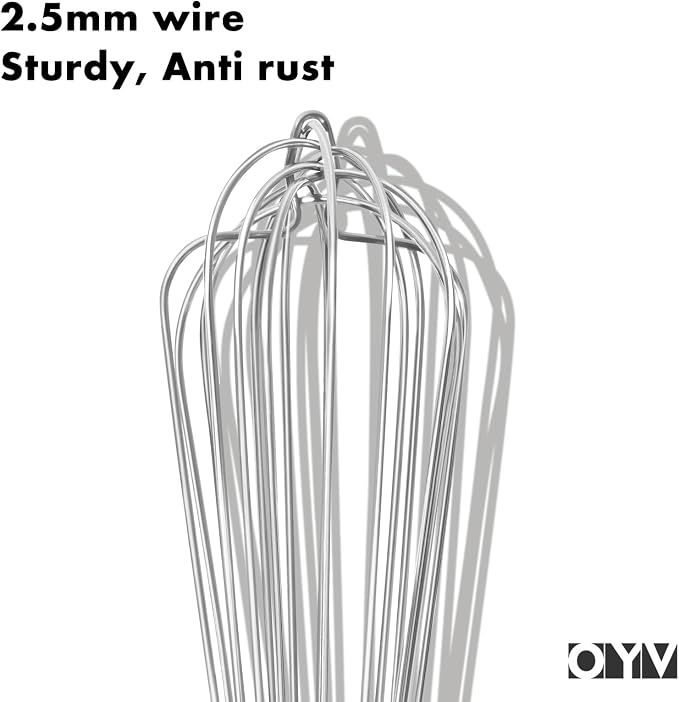 OYV 18/10 Stainless Steel Large Whisk, 17" Commercial Heavy Duty Whisk for Whipping Eggs, Mixing Batter, Making Sauces, Long Wisk Dishwasher Safe
