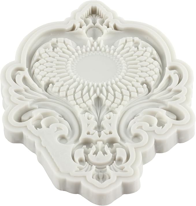 Baroque Fondant Molds Curlicues Scroll Border Lace Silicone Molds Relief Flower Mold Filigree Mold 3D Sculpted For Cake Decorating Cupcake Topper Gum Paste Candy Chocolate Polymer Clay