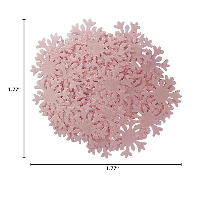 50Pcs Pink Edible Cake Cupcake Toppers Snowflakes Christmas Winter Frozen Party Decoration