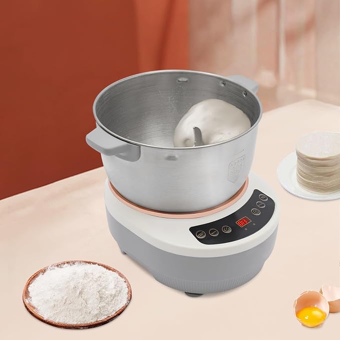 Electric Dough Maker with Ferment Function, Commercial & Home Dough Kneading Machine 5L/169oz Stainless Steel Mixer With Auto Timer & Touch Control for Bakeries, Restaurants, Home Kitchens (Silver)