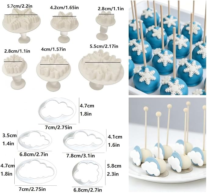 Flower Cookie Cutters,Cake Tools 44 Pcs Snowflake Cookie Cutter Cloud Fondant Cake Plunger Sugarcraft Flowers Leaf Butterfly Heart Shape Decorating Mold DIY Icing Plunger Cutters