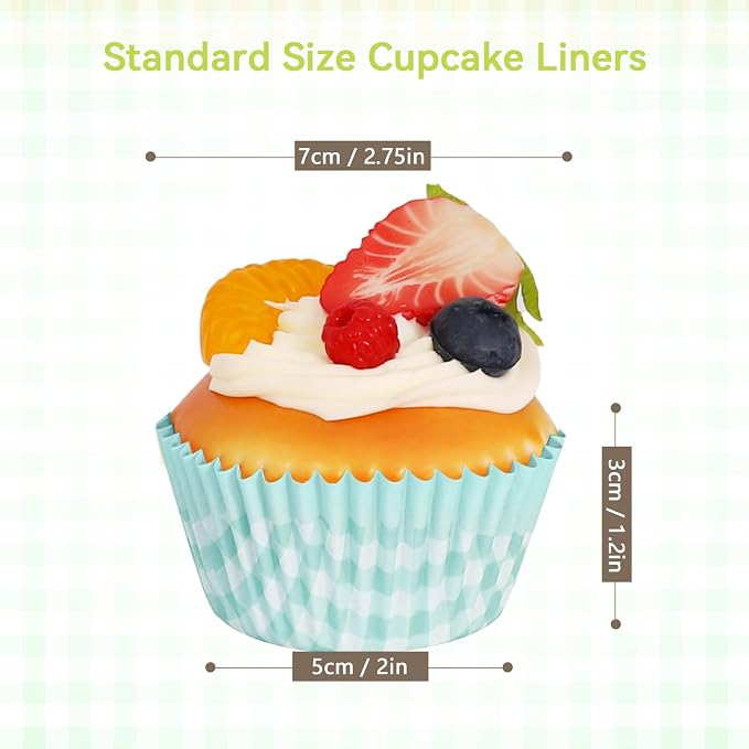 Standard Cupcake Liners 100 Pack, Colorful Paper Baking Cups Food Grade Disposable Cupcake Wrappers Buffalo Plaid Muffin Liners for Birthday Tea Themed Party Decor