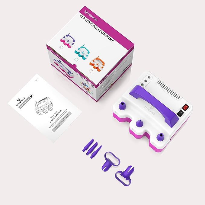 ETENWOLF Electric Balloon Pump for All Balloons 110V 600W Balloon Blower for Party Metalic Latex 260q Foil Balloons, Balloon Inflator for Birthday Decorations