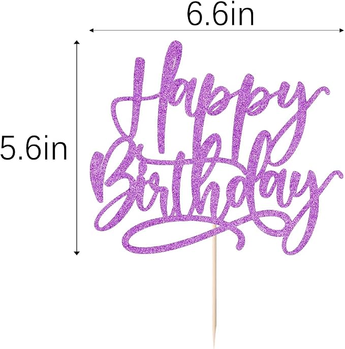 Kaoenla Happy Birthday Cake Topper,Purple Glitter handwork Happy Birthday Cake Decoration Suitable For Anniversary/Birthday Party Decor
