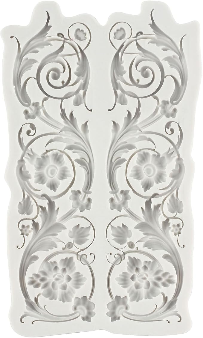 Baroque Style Curlicues Scroll Lace Fondant Silicone Mold Filigree Mold For Sugar Cake Decorating Cupcake Topper Gum Paste Polymer Clay