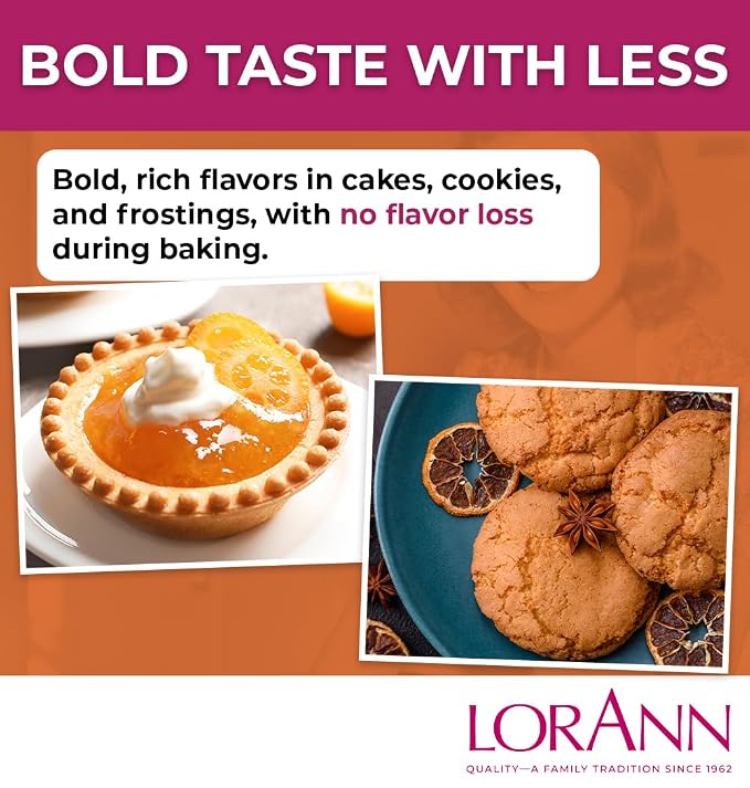 LorAnn Oils Orange Bakery Emulsion: True Essence, Ideal for Boosting Fruit Tones in Cakes, Cookies & Desserts, Gluten-Free, Keto-Friendly, Extract Substitute Essential for Your Kitchen, 4 Oz