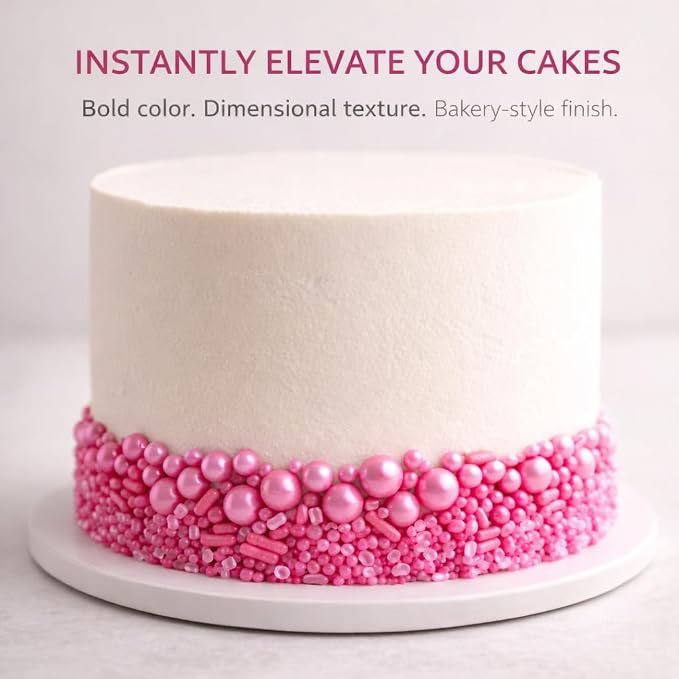 Confect Hot Pink Sprinkles – Premium Bright Pink Pearl Cake & Cupcake Sprinkles (4.2 oz) – Bake Stable, Soft Chew, No Synthetic Dyes – Edible Decorating Sprinkles for Cookies & Baking