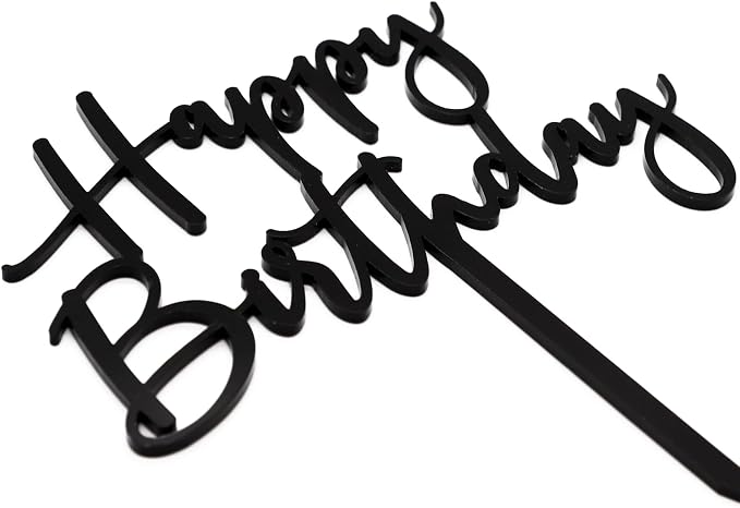 Happy Birthday Cake Topper, Black Acrylic Durable Versatile Cake Topper, Birthday Supplies Decorations (Black)