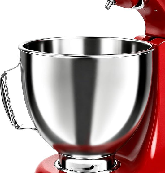 5QT Mixing Bowl for KitchenAid Stand Mixers, Compatible with Kitchen Aid 4.5-5 Qt Tilt-Head Stand Mixer, Food-Grade Stainless Steel Mixing Bowl with Handle & Clasp for Baking, Cooking & Dough Mixing